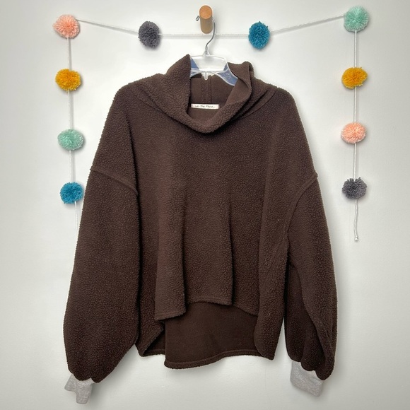 Free People Elk Mountain Brown Pullover Fleece Sweater - Picture 1 of 7